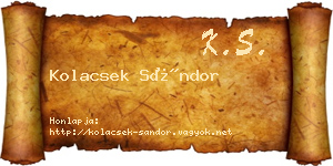Kolacsek Sándor névjegykártya