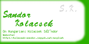 sandor kolacsek business card
